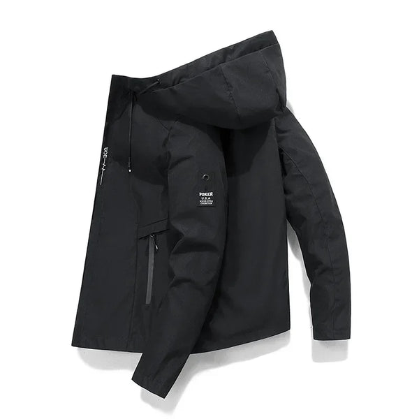 Belle Tresor Hooded Jacket Windbreaker Fashion Male Bomber Jacket Coat Streetwear Overcoat
